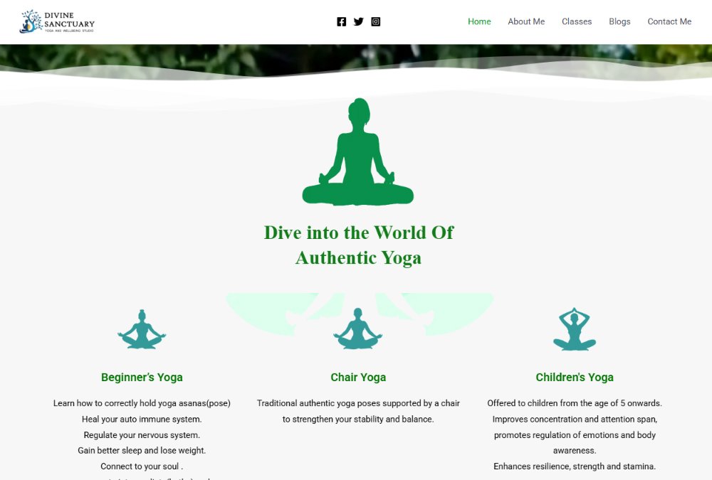 Divine Sanctuary Yoga and Wellbeing Studio website